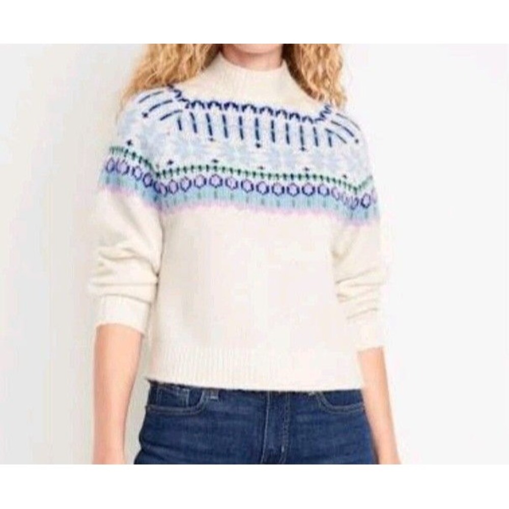 NWT Women's Old Navy Fair Isle Mock Neck Sweater Size L Petite N5